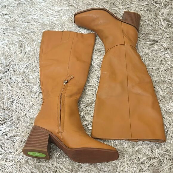 NWOB Sam Edelman Wade Wide Calf Leather Knee-High Boots in Caramel $250 size 6.5 - Picture 8 of 12